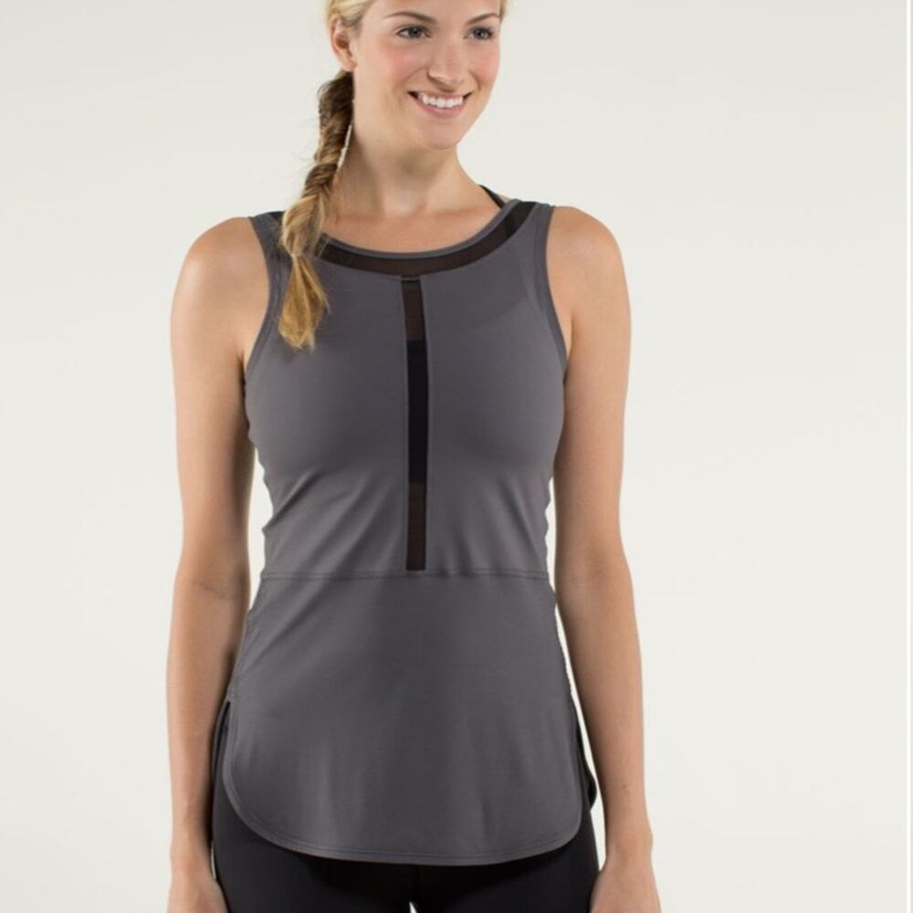 Lululemon Ride Inside Tank Top Size 6 Gray Mesh